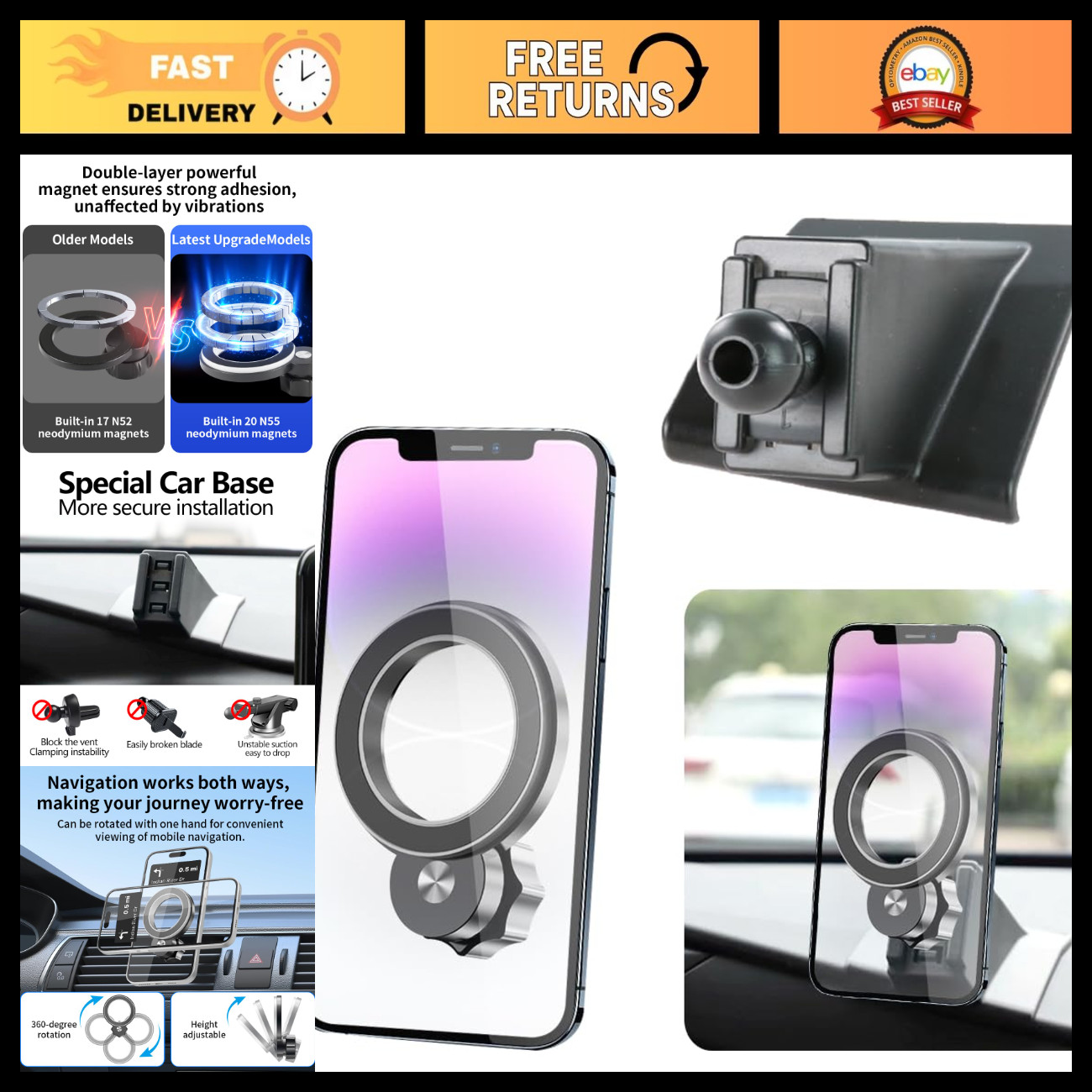 Magnetic Phone Mount for Ford Explorer 2020-2024 - Best Cellphone Holder & Navig