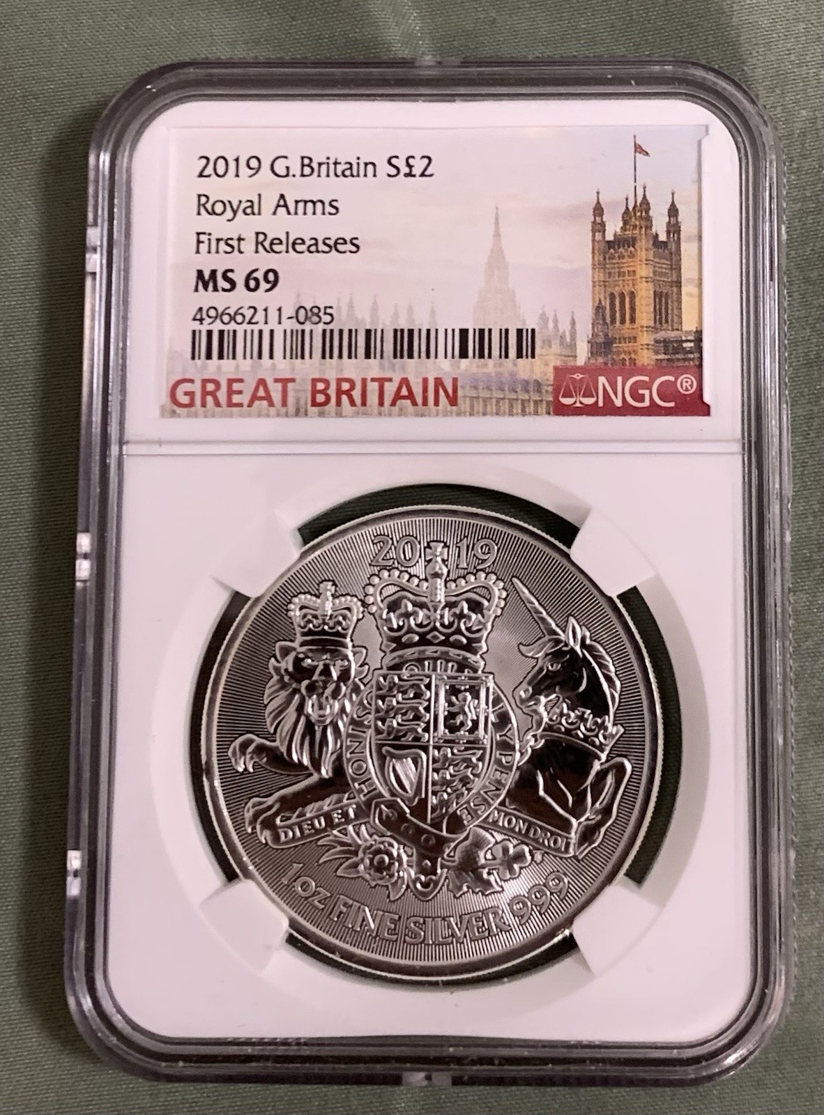 2019 2PD GREAT BRITAIN 1OZ SILVER NGC MS69 ROYAL ARMS FIRST RELEASES RARE 2019 2PD GREAT BRITAIN 1OZ SILVER NGC MS69 ROYAL ARMS FIRST RELEASES RARE