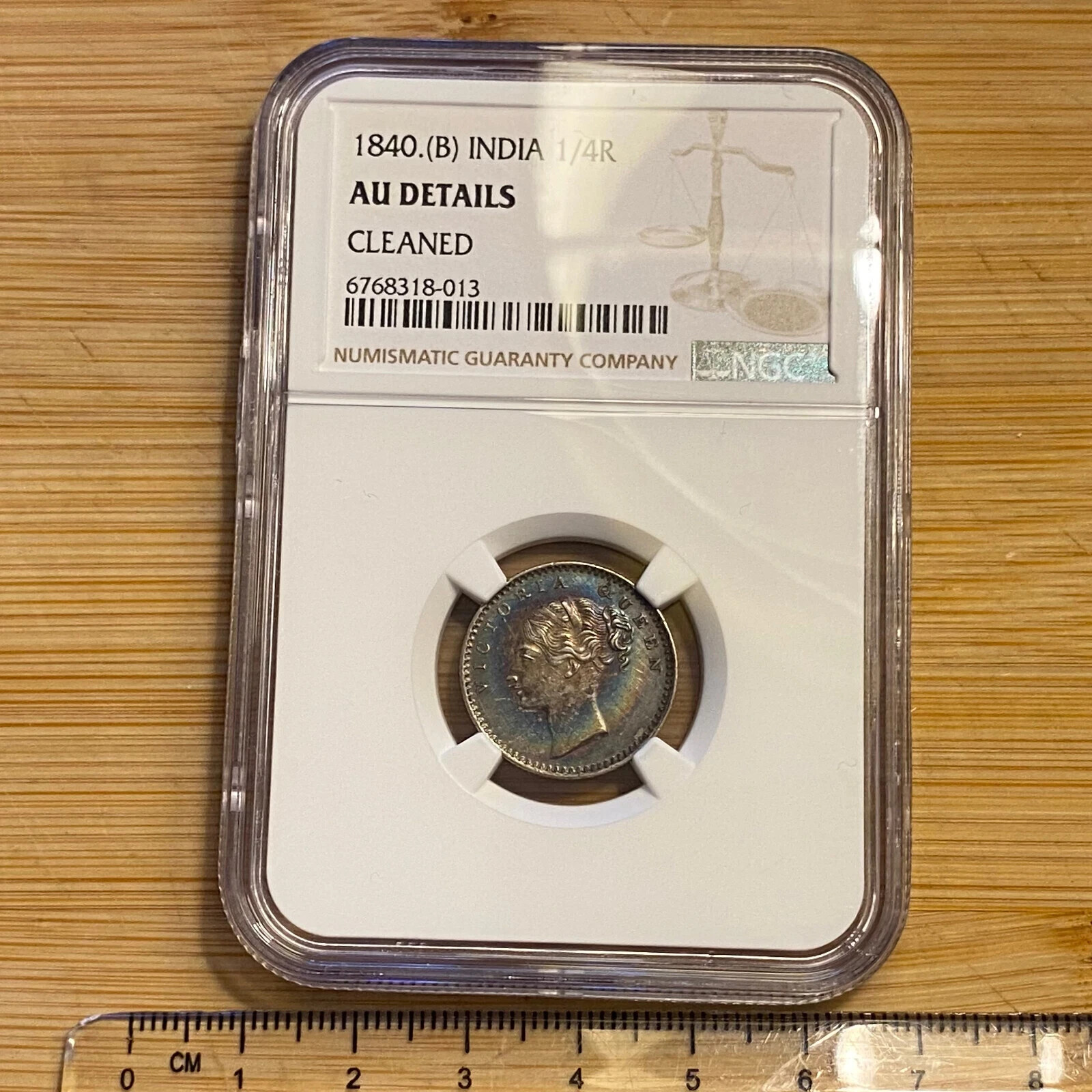 British India 1840 1/4 Rupee Queen Victoria AUNC RARE