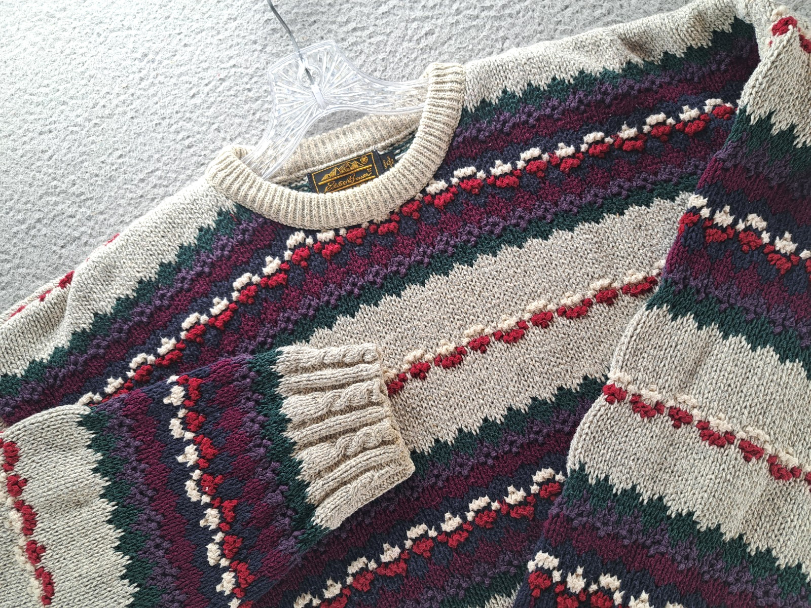 VINTAGE Eddie Bauer Fair Isle Knitted Sweater Mens XL Grandpa Nordic 90s USA