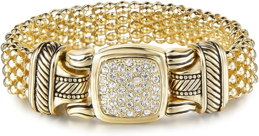Pave Crystals Designer Inspired Statement Popcorn Chain Bracelets Women Jewelry Pave Crystals Designer Inspired Statement Popcorn Chain Bracelets Women Jewelry