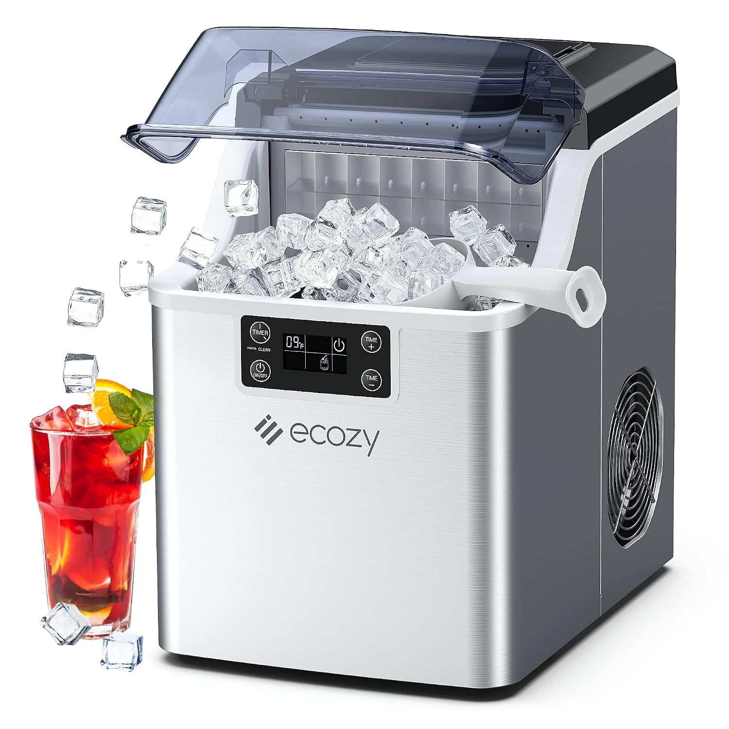 45Lbs/24h Countertop Ice Maker Machine LCD 24 Cubes in 13 Mins Self-Cleaning