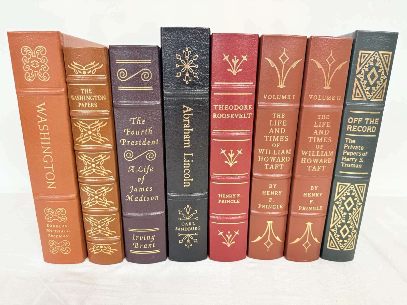 Easton Press Presidents 8 Book Lot Washington Madison Lincoln Roosevelt Taft Tru