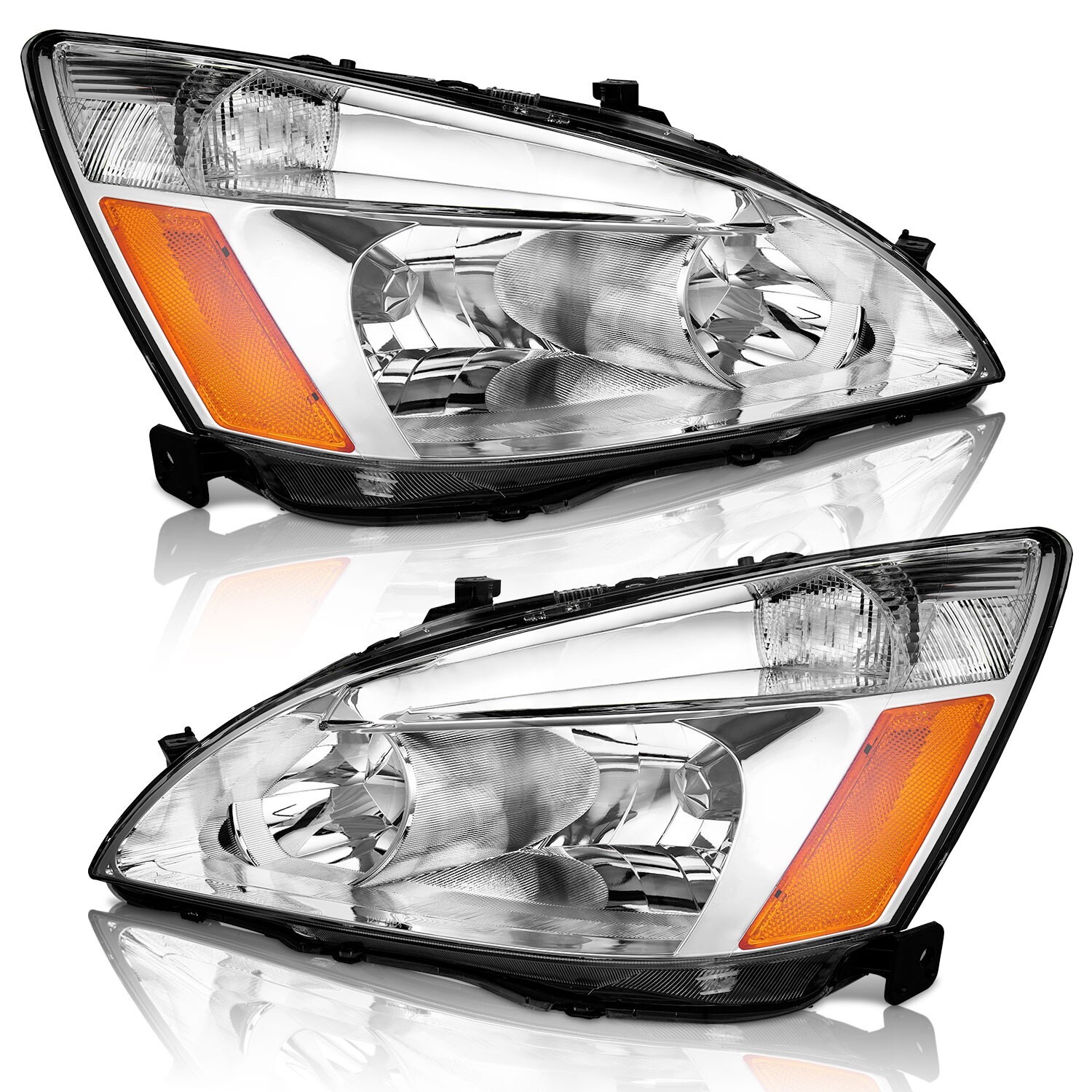 WEELMOTO Headlight Set For 2003-2007 Honda Accord 2/4-Door Left +Right Headlamps