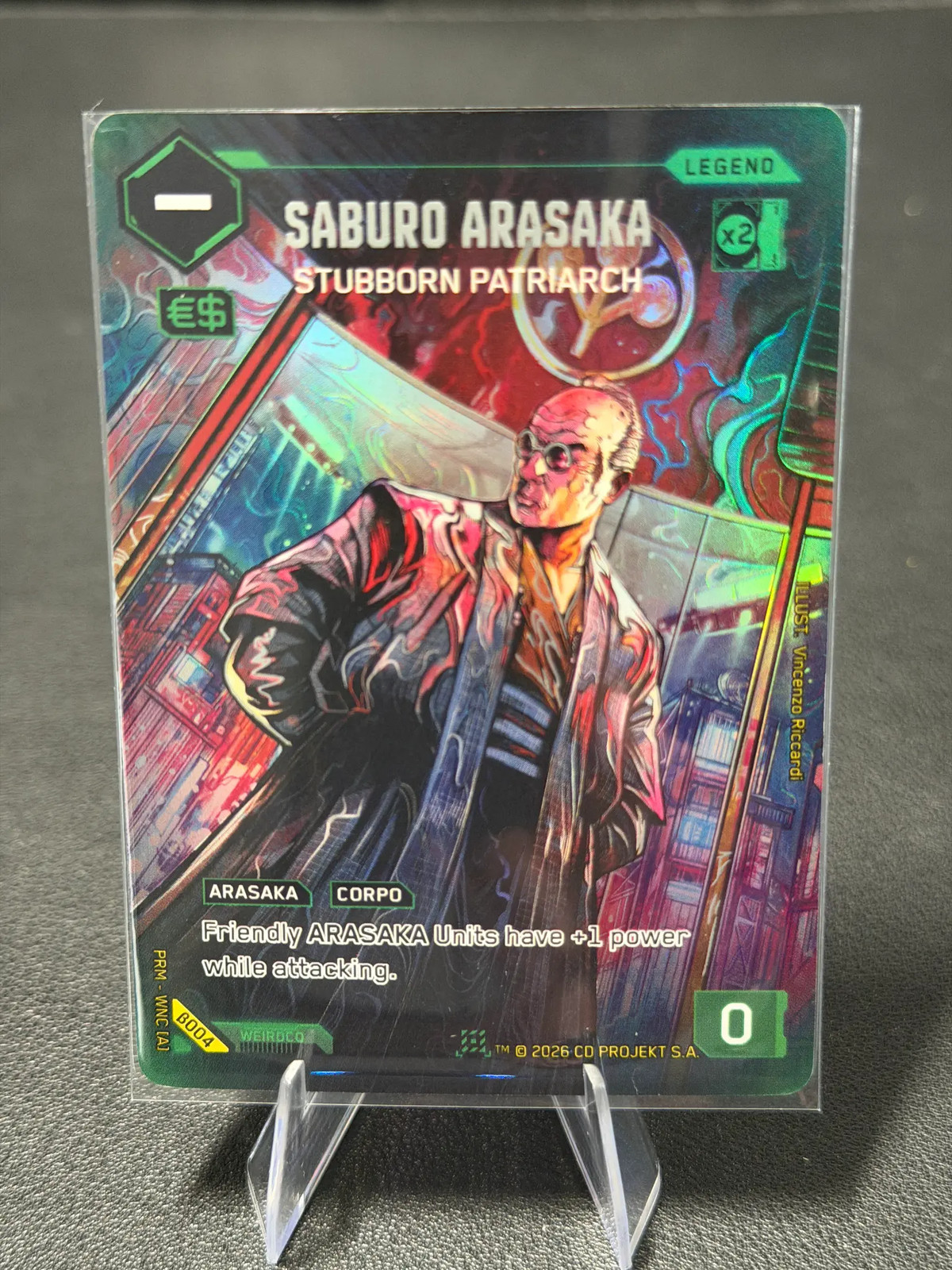 Cyberpunk TCG Beta Saburo Arasaka: Stubborn Patriarch #β004 Epic Beta Box Topper