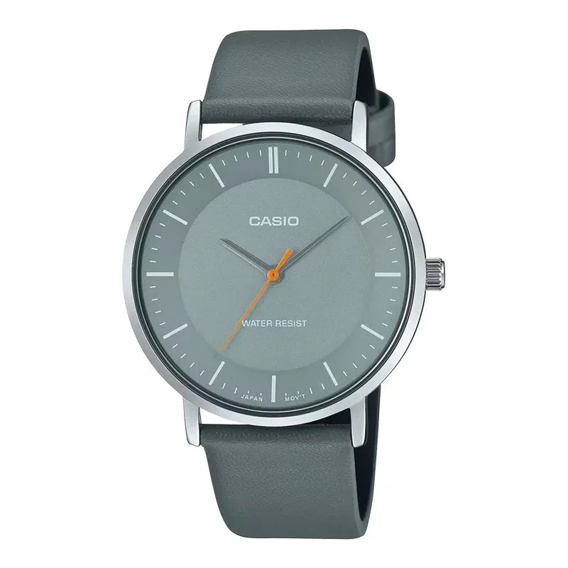 Casio Analog Gray Dial Men's Leather Strap Watch Casio MTP-VT04L-8EDF