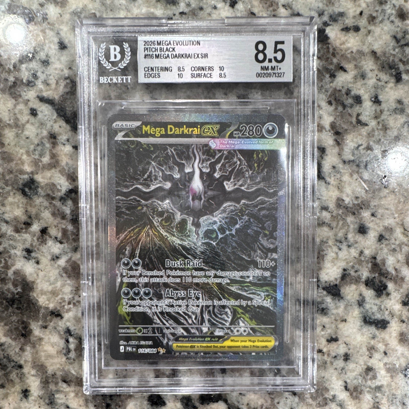 Mega Darkrai EX 116/084 Secret Illustration Rare Foil English 2026 BGS 8.5 Mega Darkrai EX 116/084 Secret Illustration Rare Foil English 2026 BGS 8.5