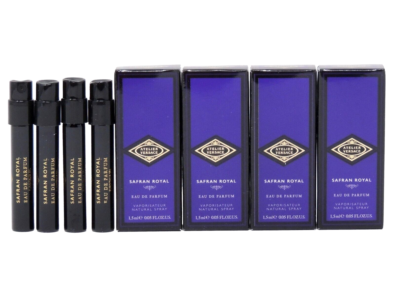 ATELIER VERSACE SAFRAN ROYAL 1.5ml .05oz x 4 COLOGNE PERFUME SPRAY SAMPLES