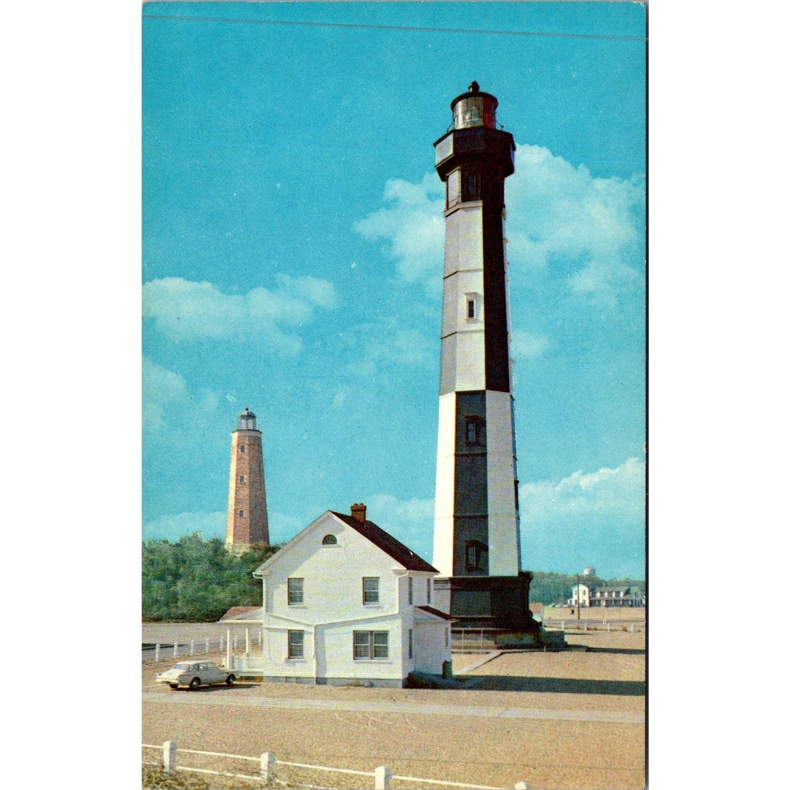 Cape Henry Lighthouses Old And New Virginia Beach VA Vintage Postcard SP17-9