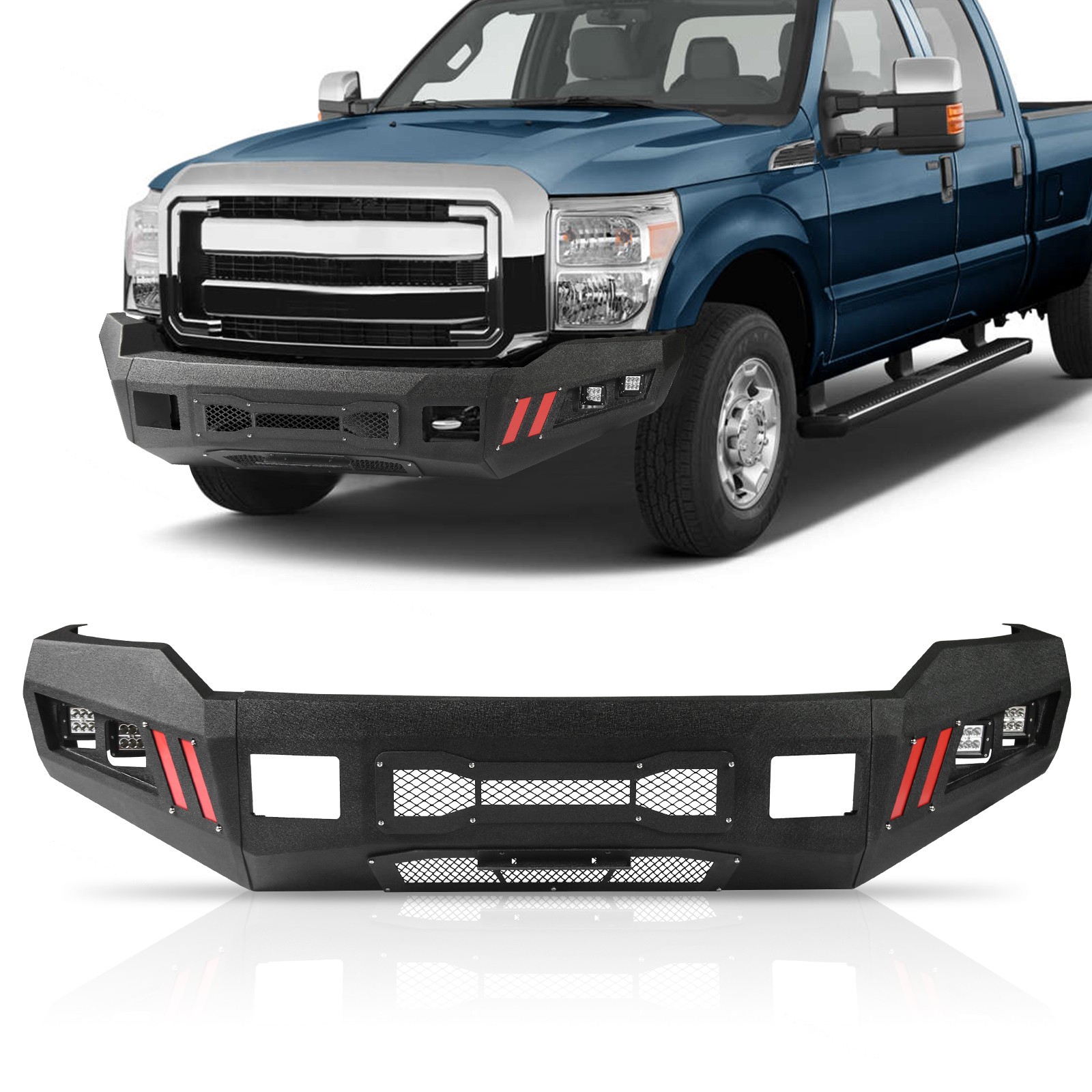Fit For 2011-2016 Ford F250 F350 Heavy Duty Front Bumper w/ LEDs 2/4WD Steel New