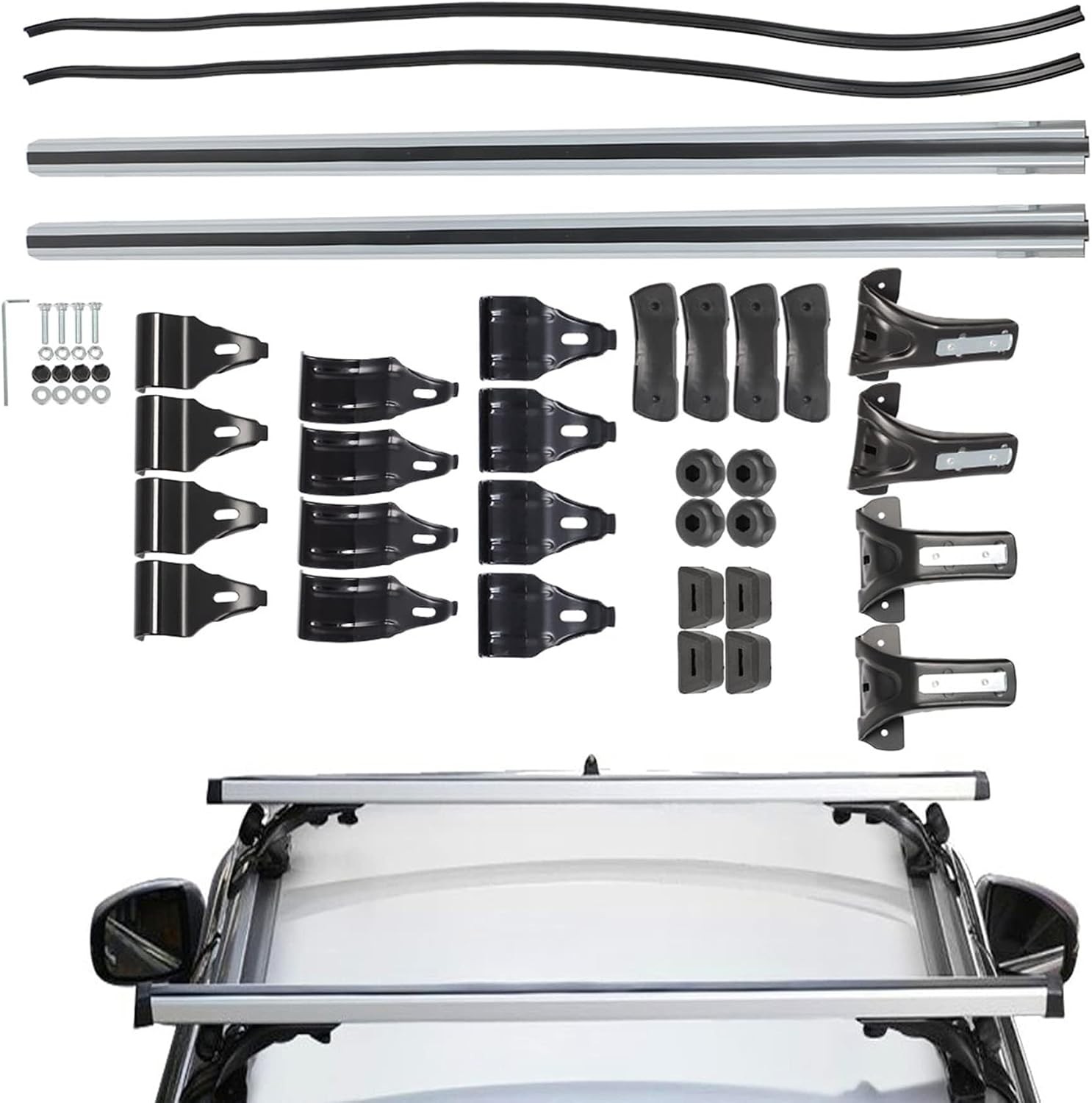 Universal 48 Inch Car Top Luggage Roof Rack Cross Bar Adjustable with 3 Kinds...