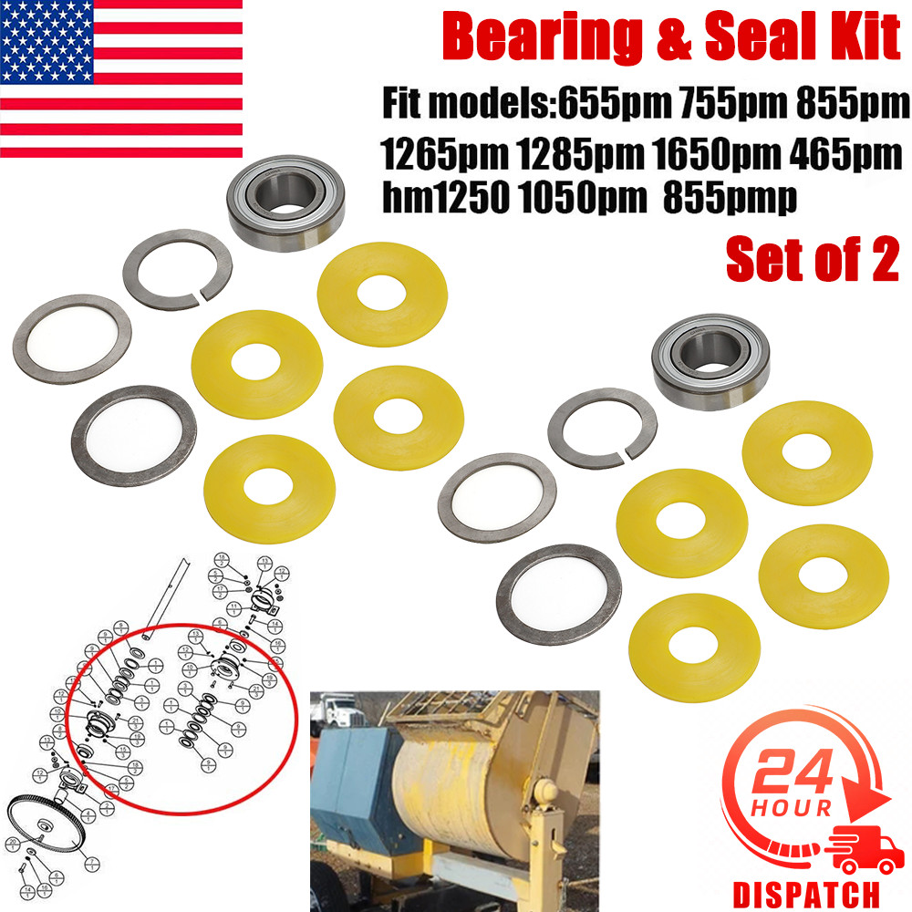 2 Sets Bearing & Seals For Stone Toro Mortar Plaster Mixers 755pm 855pm 1050pm