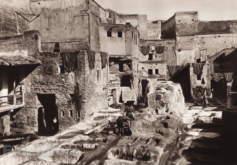 1924 Vintage MOROCCO Fez Medina Old Town Leather Tannery FLANDRIN Photo 11X14