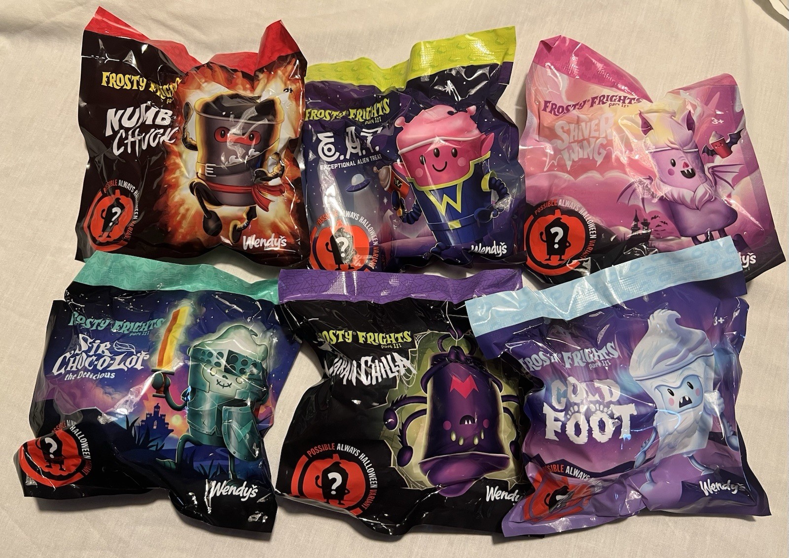 Wendy's Frosty Frights Pt III 3 FULL SET (6) SEALED Kids Toy 2026 Wendy's Frosty Frights Pt III 3 FULL SET (6) SEALED Kids Toy 2026