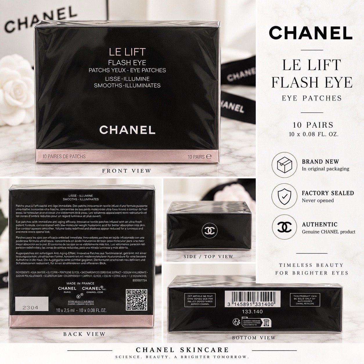 CHANEL LE LIFT Flash Eye Patches 10 Pairs NEW Factory Sealed Authentic