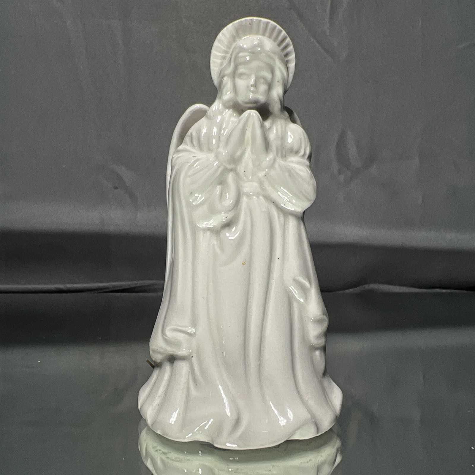 Vintage Flambro Joan Bero Victor Praying Angel Figurine 1990 White Ceramic