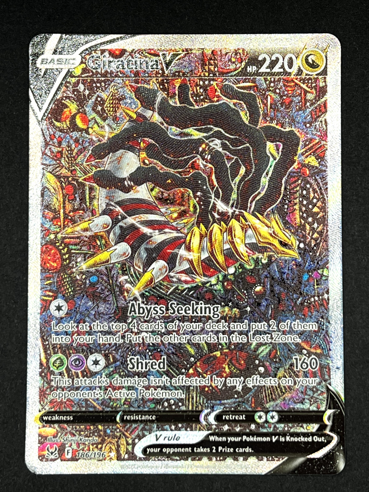 Pokemon Giratina V Alt Art 186/196 Lost Origin Holo MP - See Damage Pokemon Giratina V Alt Art 186/196 Lost Origin Holo MP - See Damage