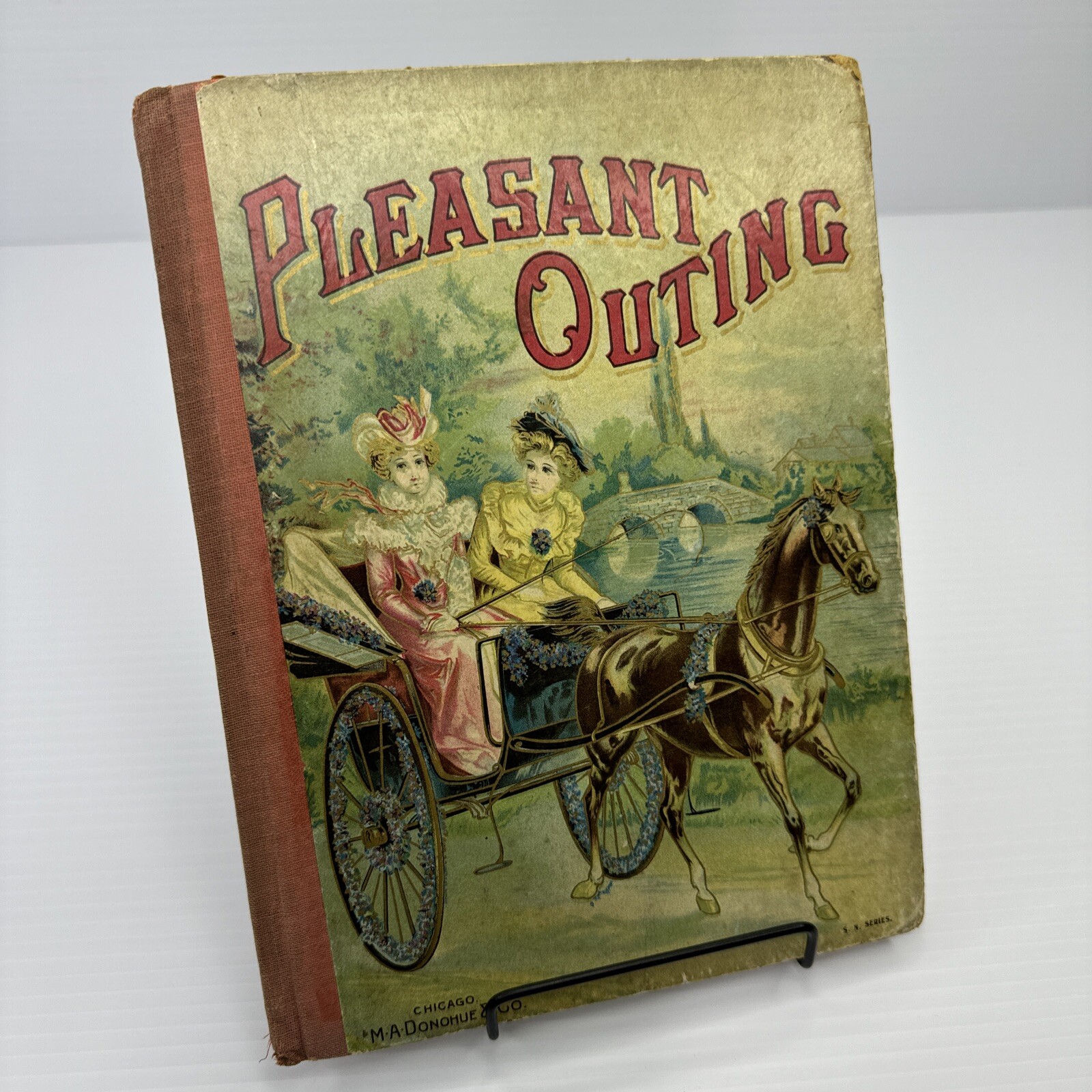 Pleasant Outing Beautifully Illustrated Antique Childrens Hard Back Board Book Pleasant Outing Beautifully Illustrated Antique Childrens Hard Back Board Book
