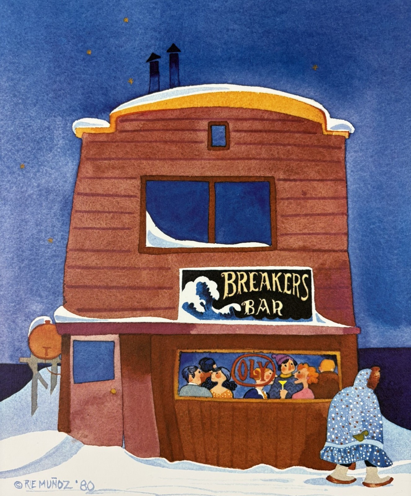 Rie Munoz Happy Hour Nome 1980 Signed Limited Edition 371/500 Alaska Print