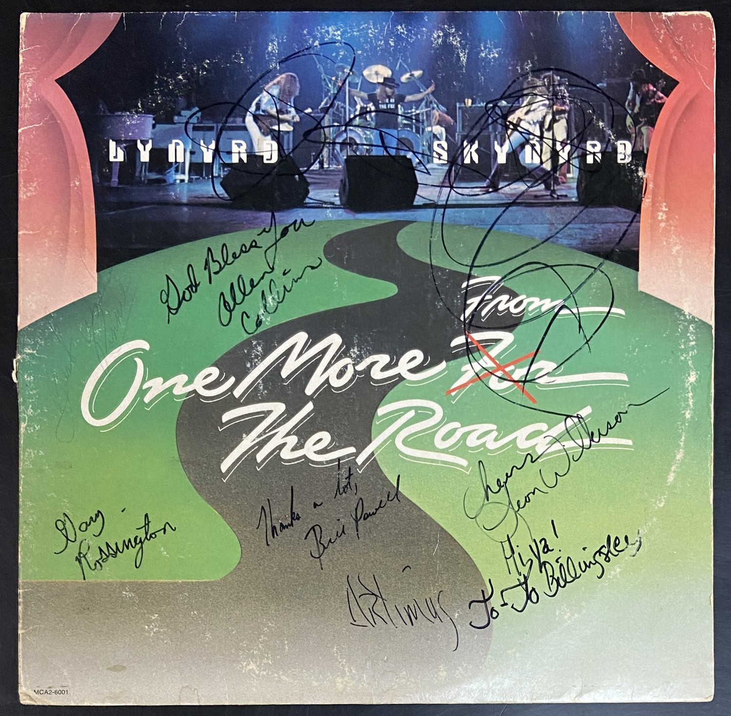 LYNYRD SKYNYRD Autographed Signed From The Road 2-LP By Band RONNIE VAN ZANT +7