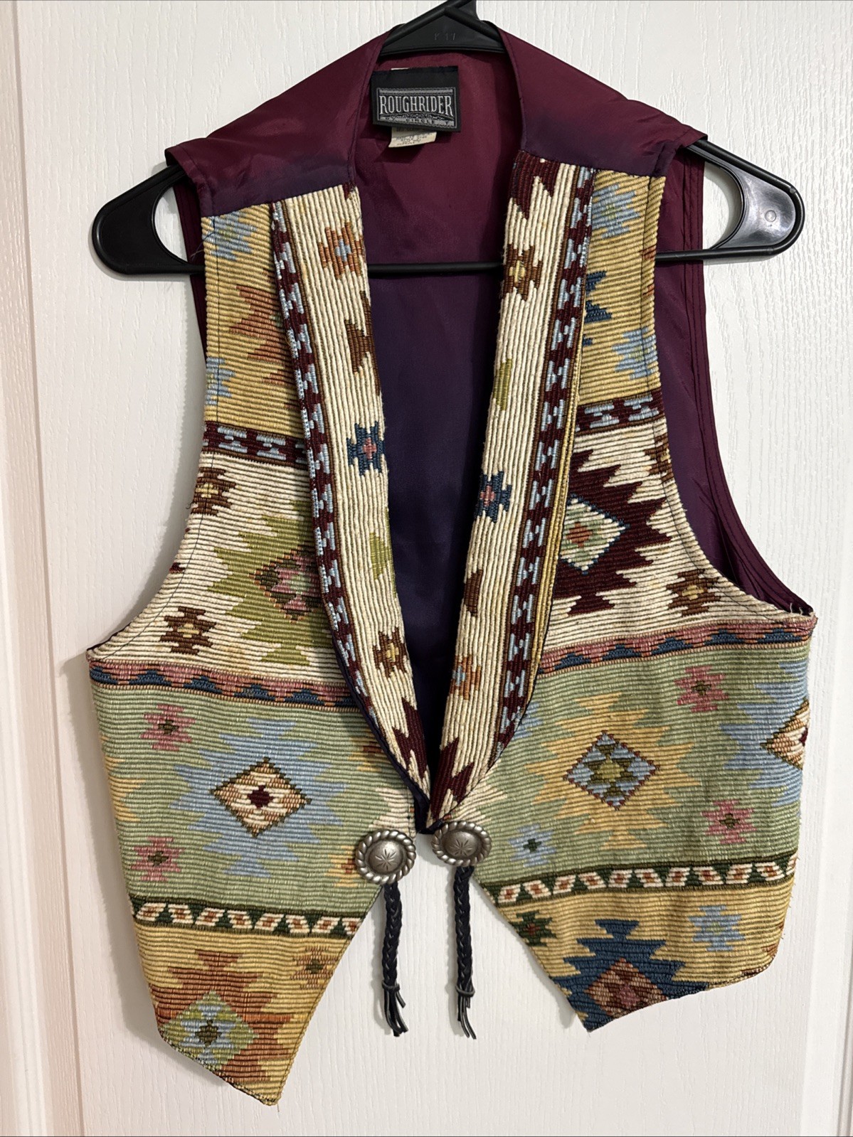 Vintage Roughrider By Circle T Vest Womens L Tapestry Southwestern Aztec Western Vintage Roughrider By Circle T Vest Womens L Tapestry Southwestern Aztec Western