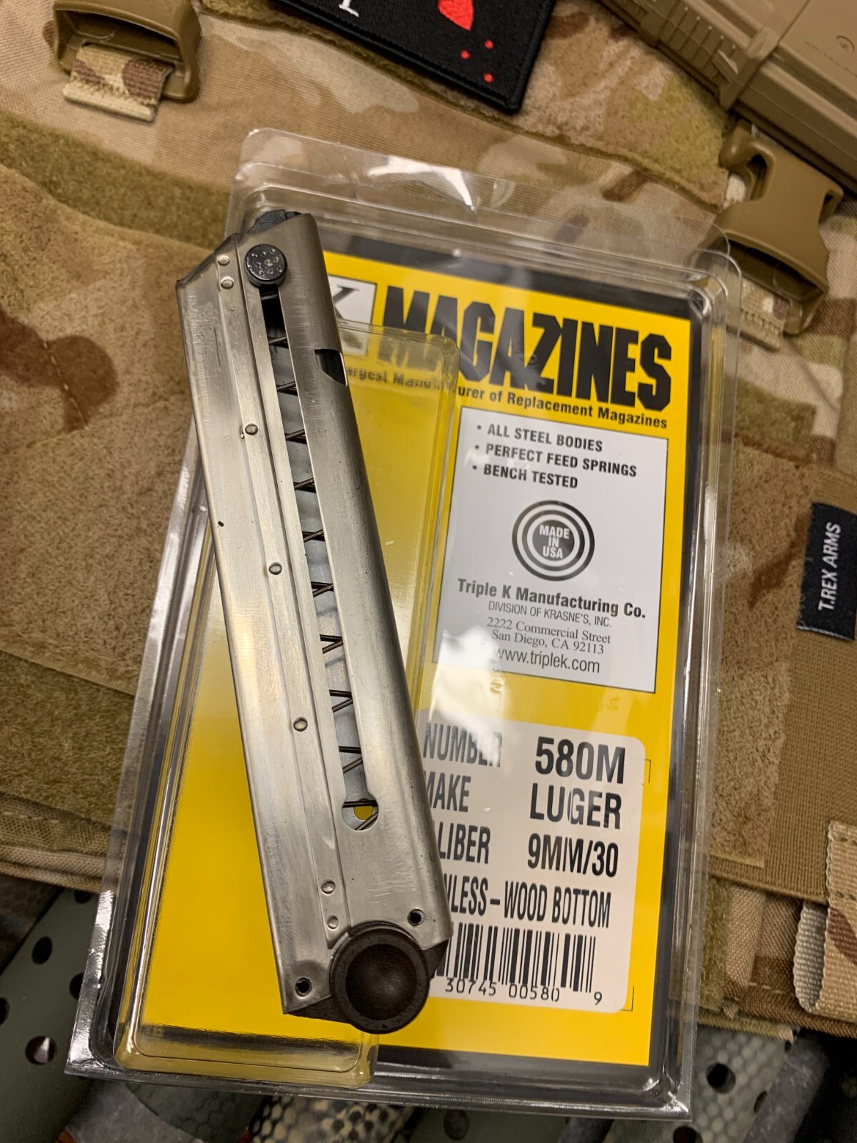 RARE STAINLES Hardwood Luger .30 OR 9MM 7 RD Blued Steel Magazine Mag Mags