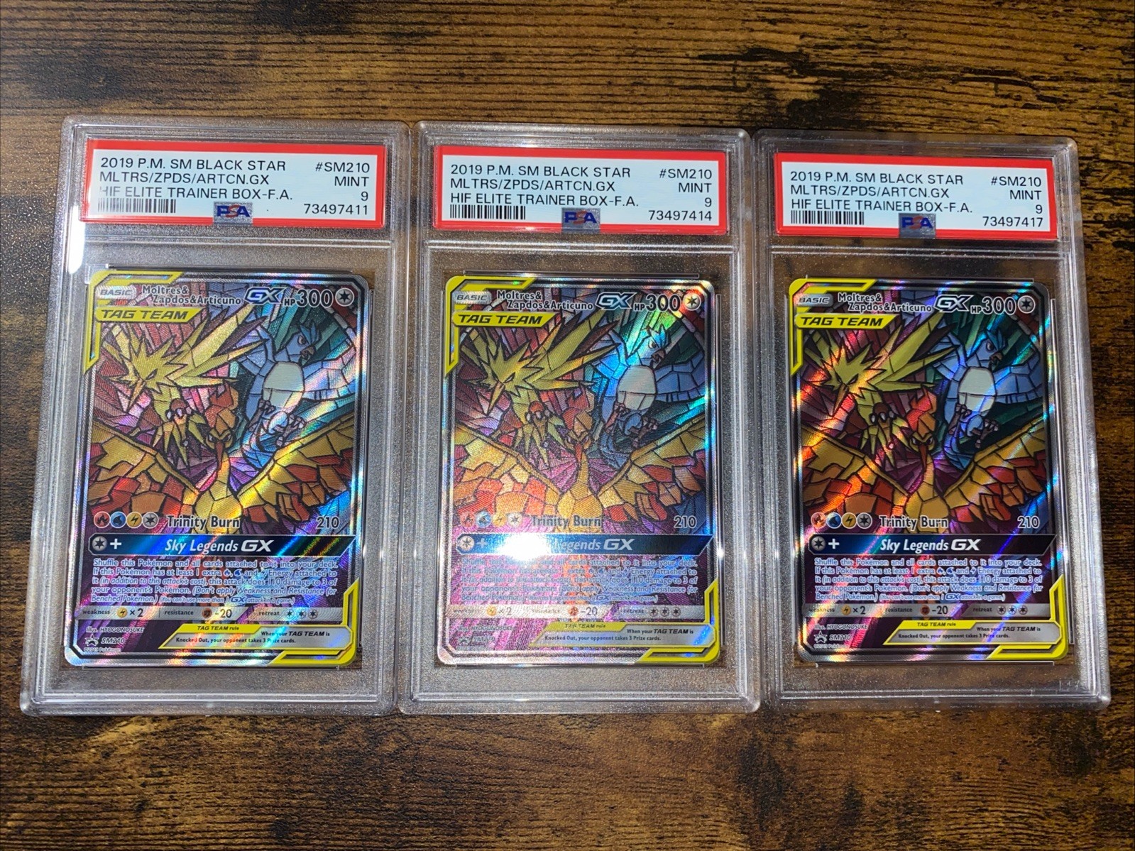 2019 Pokemon SM Black Star Promo Moltres & Zapdos & Articuno GX SM210 PSA 9 🔥
