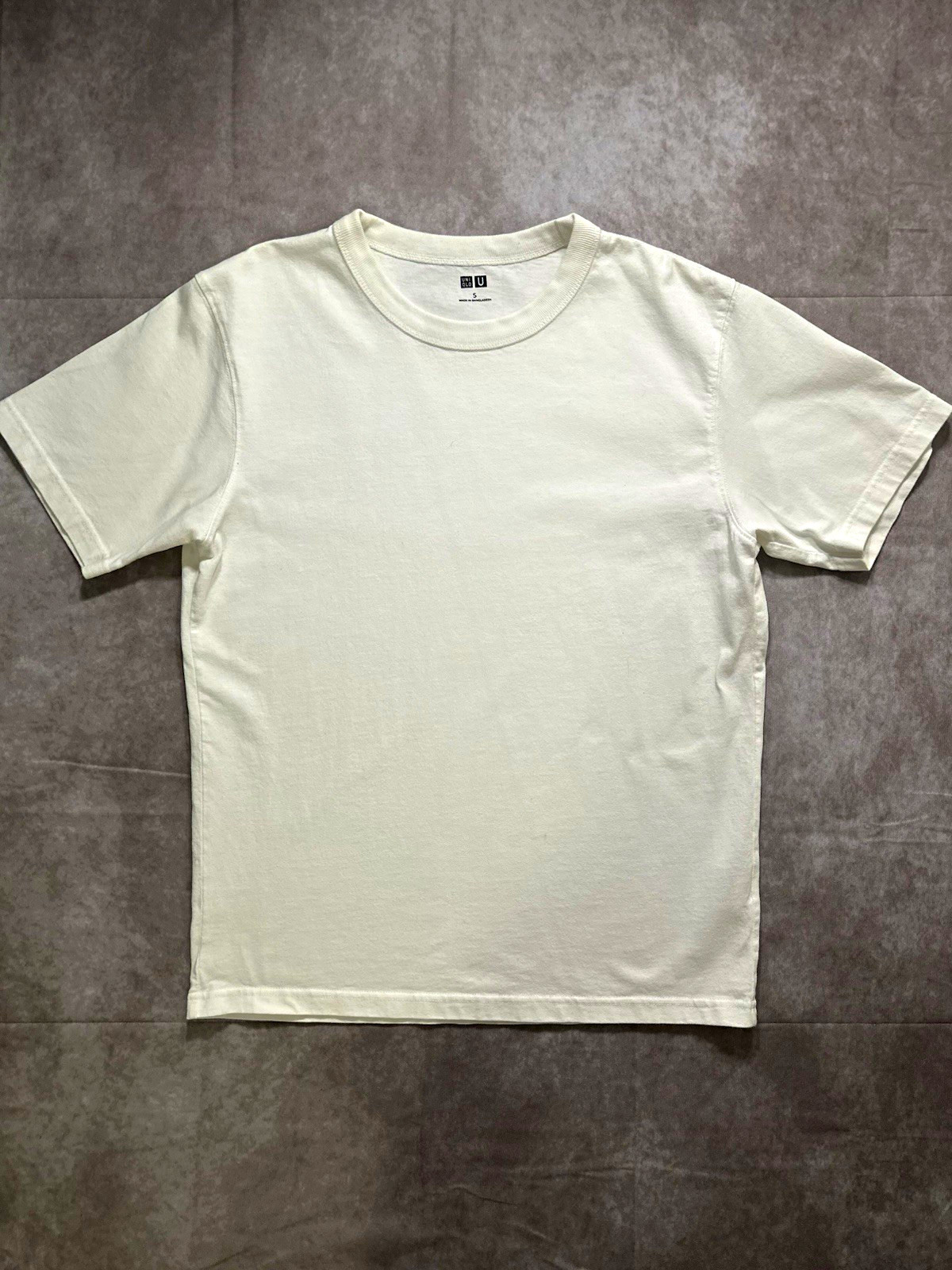 Uniqlo U White Solid Knit T-Shirt Crew Neck Short Sleeve Cotton Mens S