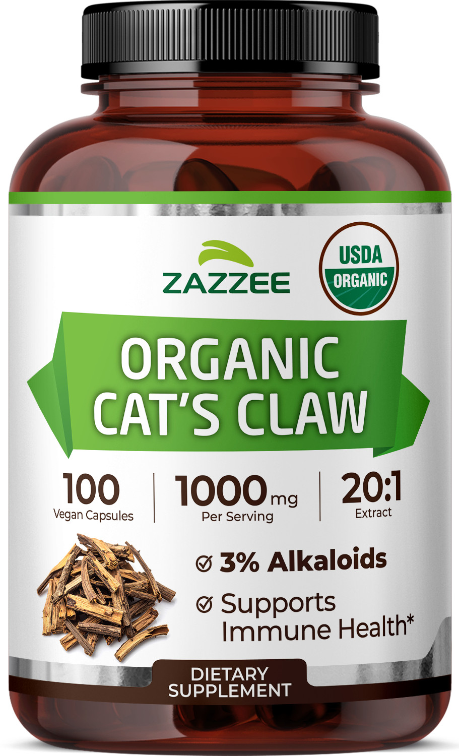 USDA Organic Cat’s Claw 20:1 Extract, 1000 mg, Standardized to 3% Alkaloids USDA Organic Cat’s Claw 20:1 Extract, 1000 mg, Standardized to 3% Alkaloids