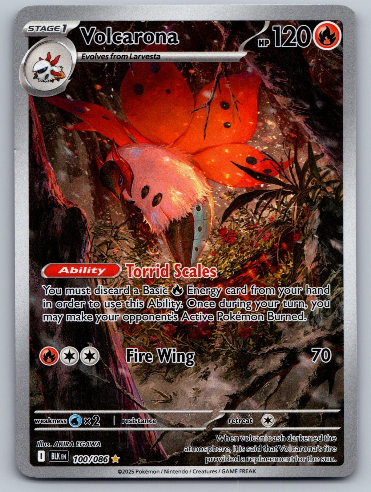 Volcarona 100/086 Holo Illustration Rare Black Bolt Pokemon Near Mint Volcarona 100/086 Holo Illustration Rare Black Bolt Pokemon Near Mint