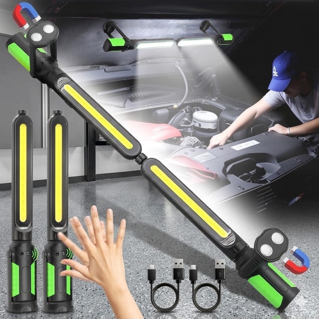 2Pack Rechargeable LED Mechanic Light with Sensor Magnetic Automotive Work 2Pack Rechargeable LED Mechanic Light with Sensor Magnetic Automotive Work