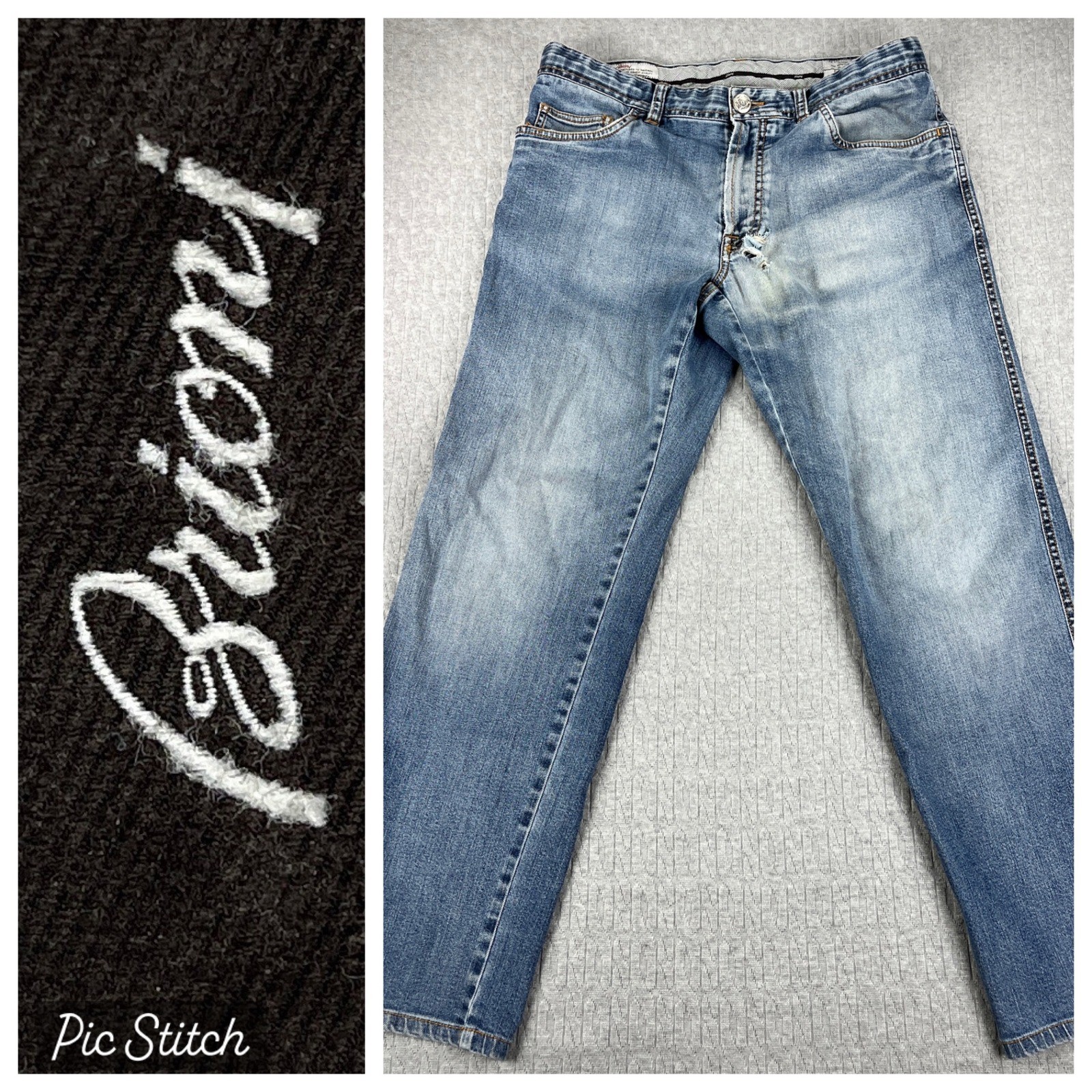 Brioni Stelvio made in Italy Jeans Men 34/32X28 Blue Distressed Medium wash