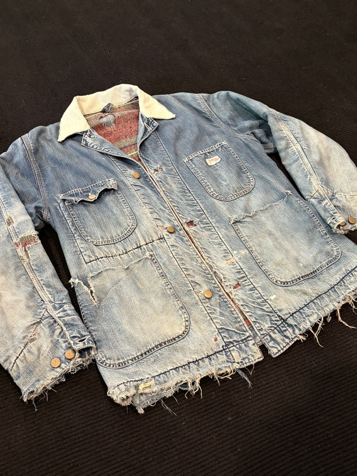 True Vtg 1960s CARHARTT HEADLIGHT FINCK Sz 40 UNION MADE Thrashed Chore Jacket True Vtg 1960s CARHARTT HEADLIGHT FINCK Sz 40 UNION MADE Thrashed Chore Jacket