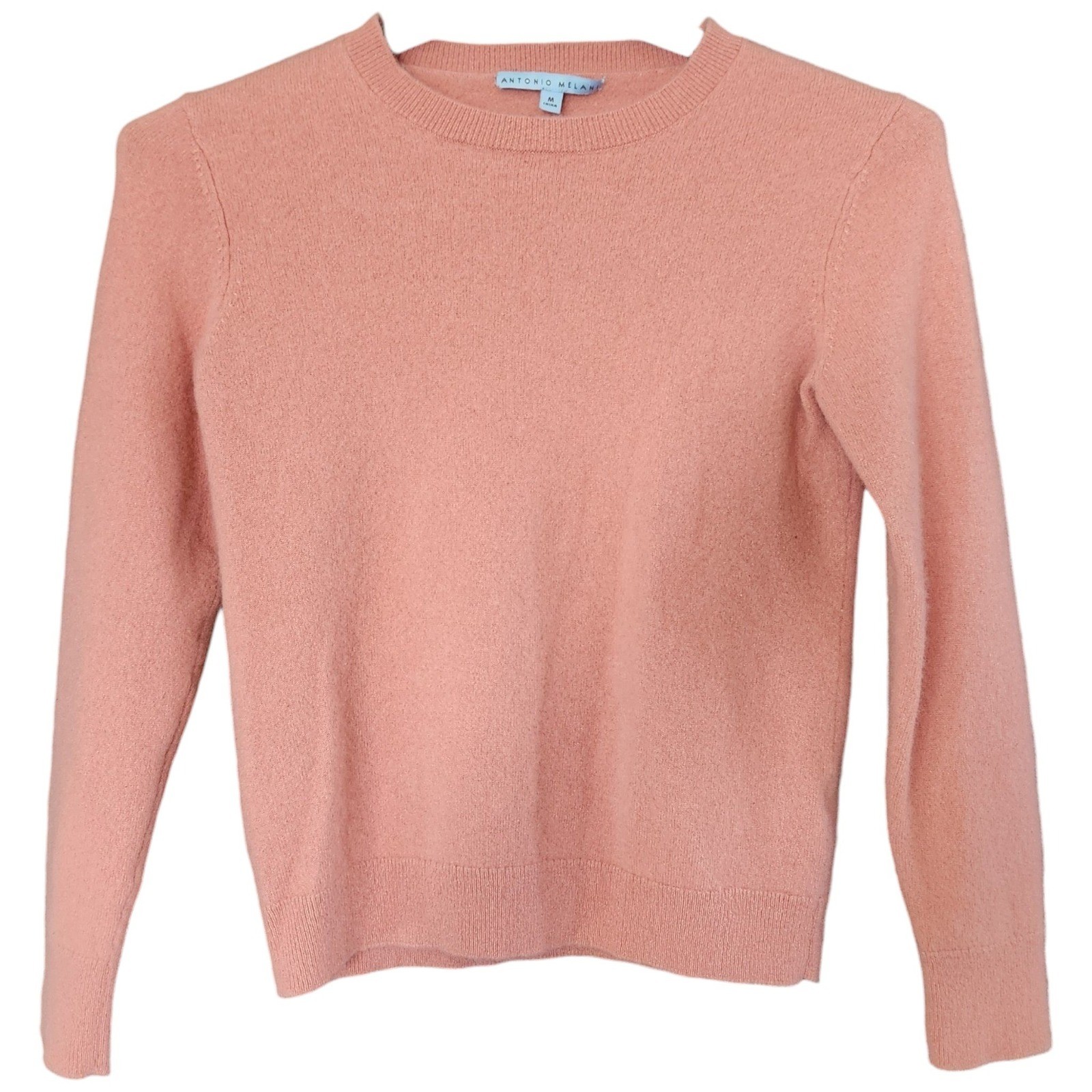 Antonio Melani Women\'s M Peach Pink 100% Cashmere Crewneck Sweater Thick Antonio Melani Women\'s M Peach Pink 100% Cashmere Crewneck Sweater Thick