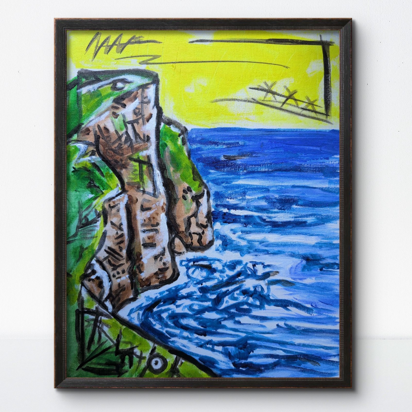 KYMA Original Hand Painted Expressionist Seascape Signed Acrylic Canvas Art