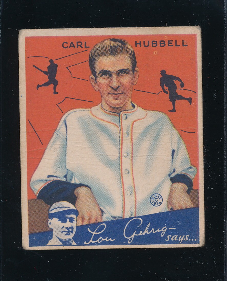 1934 Goudey Carl Hubbell #12 - NY Giants - Fr - D5948 HOF 1934 Goudey Carl Hubbell #12 - NY Giants - Fr - D5948 HOF