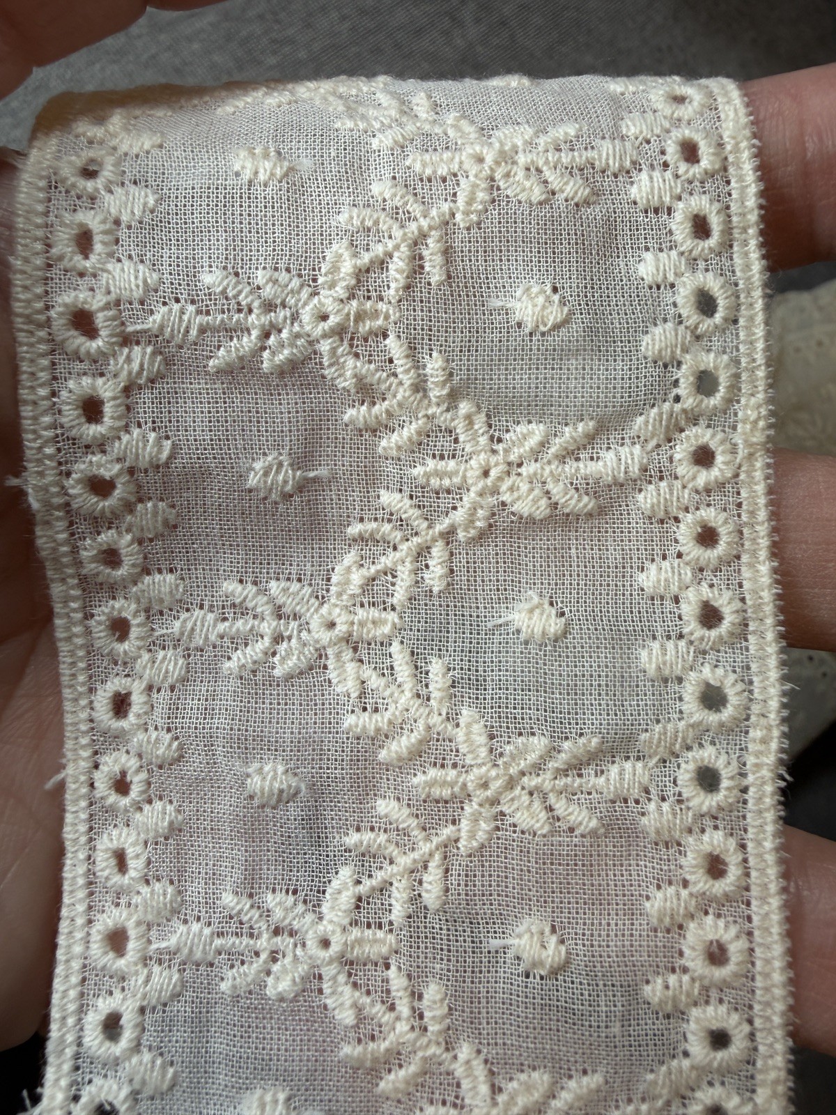 14Yards Cream White 100% Cotton Eyelet Embroidery Lace Trim 2 in Wide Floral