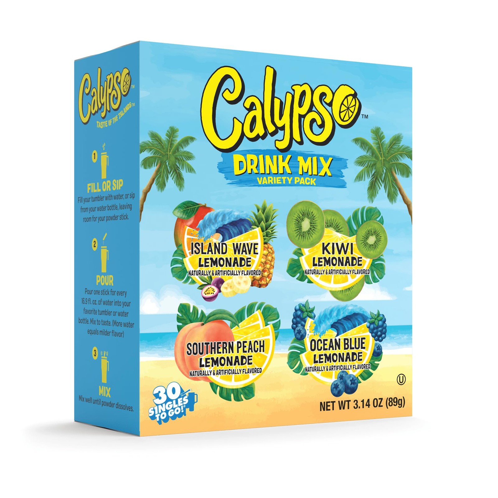 Calypso Singles To Go Drink Mix Variety Pack – Lemonade On-the-Go Powdered D...