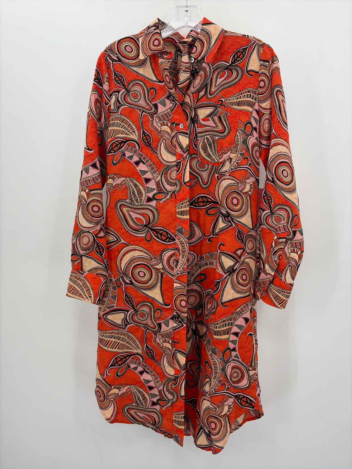 Pre-Owned Magaschoni Orange Size XS Knee Length Long Sleeve Dress