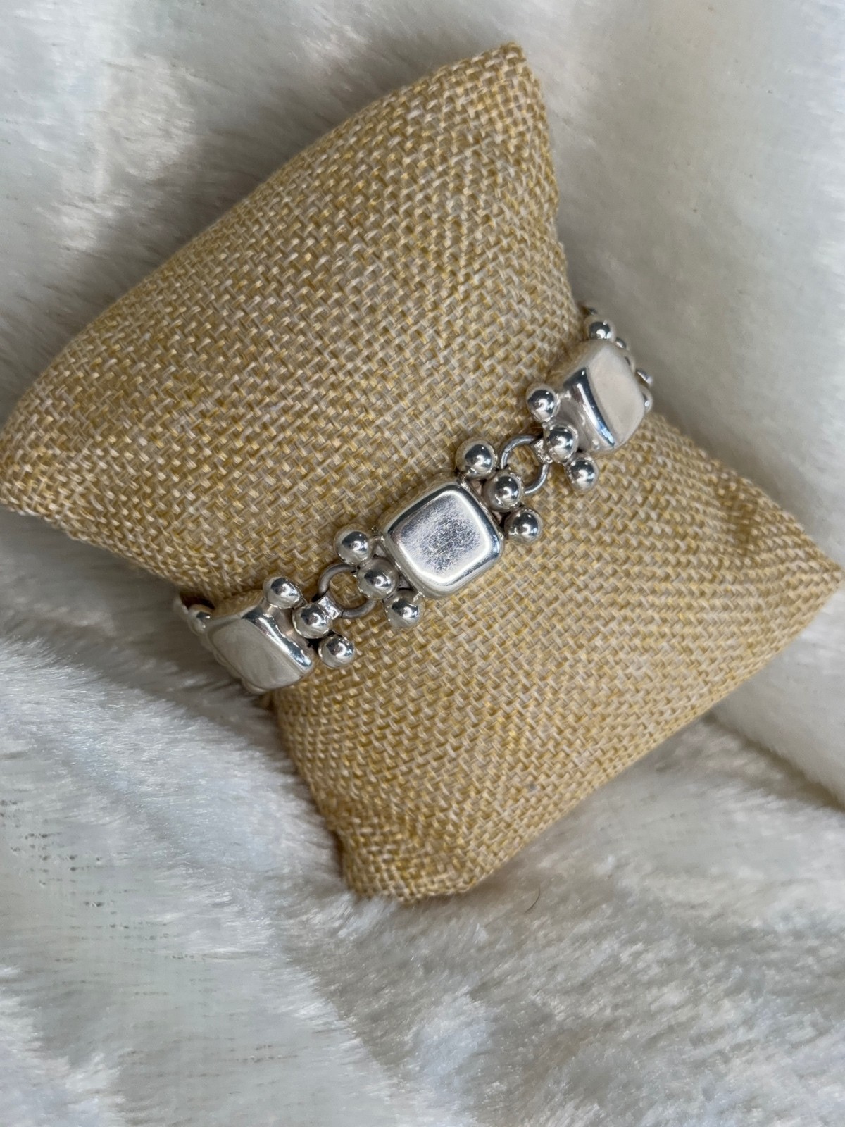Silpada VERY RARE Sterling Silver Square Beaded Link Bracelet B0245