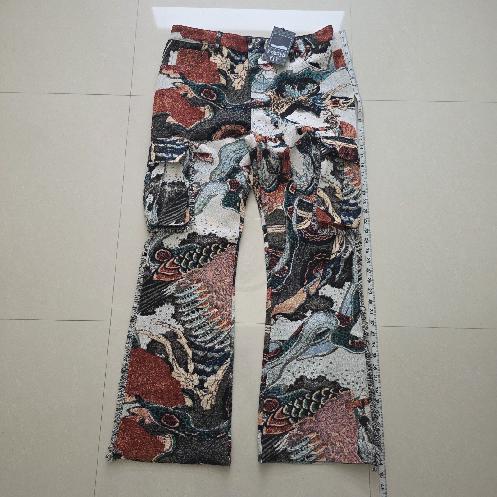 NWT Rebel Minds Cargo Wings Tapestry Flare Pants Men’s Size 34 Streetwear