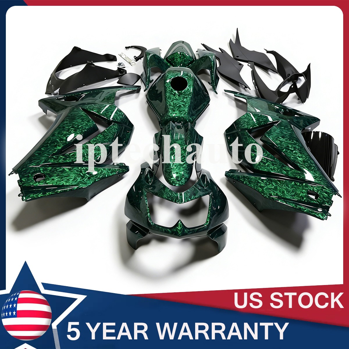 Green Forged Carbon Fiber Fairing Kit+Tank For Kawasaki Ninja 250R 2008-2012 US Green Forged Carbon Fiber Fairing Kit+Tank For Kawasaki Ninja 250R 2008-2012 US