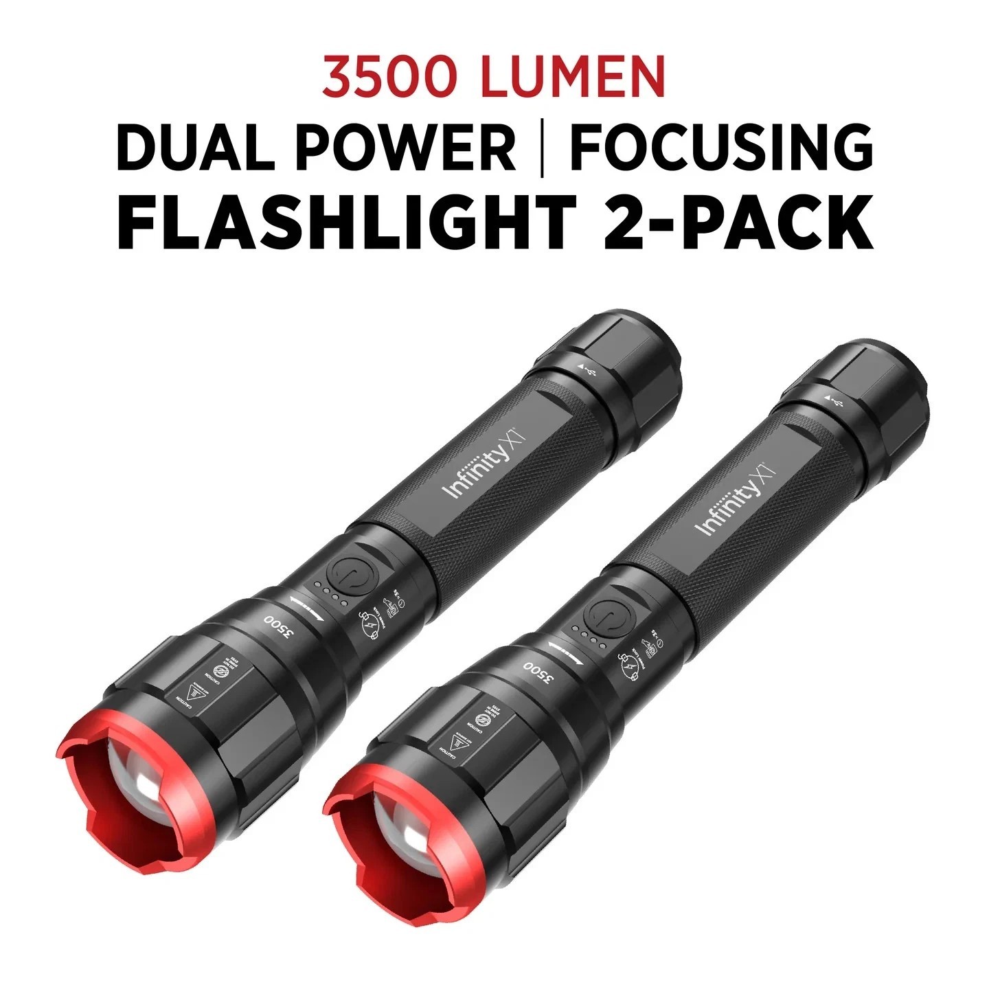 New Infinity X1 3500L Dual Power Focusing Flashlight, 2-pack, 1806333 Rechargeab