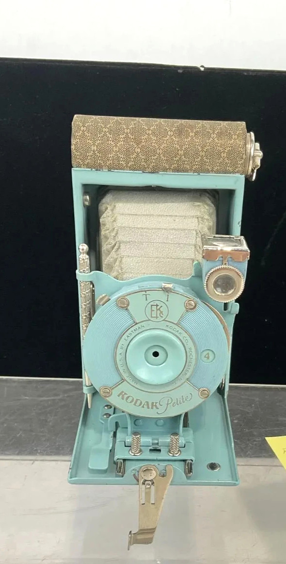 Antique Kodak Petite 127 Folding Bellows Camera Teal Blue