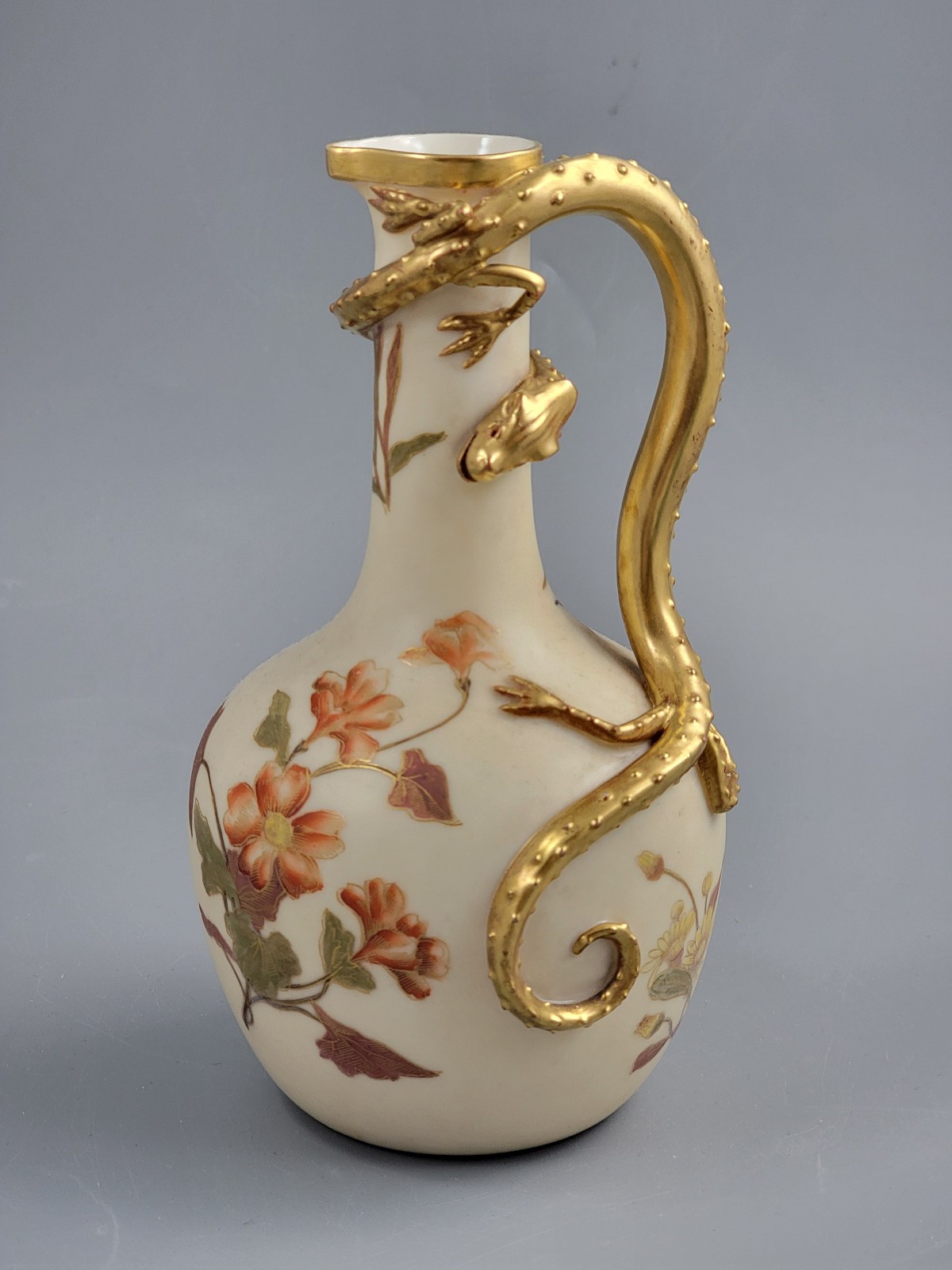 English porcelain jug by Royal Worcester, England, dated 1892.