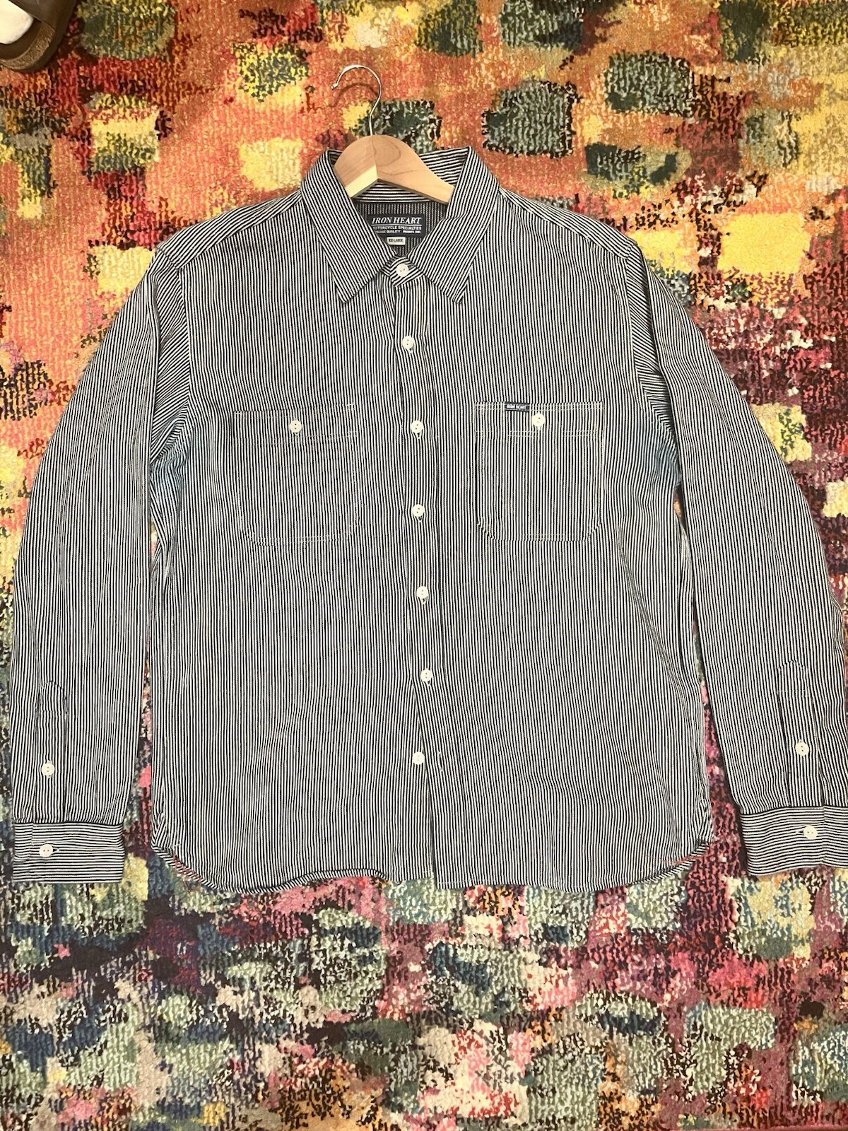 Iron Heart Men\'s 2XL 8oz hickory herringbone work shirt