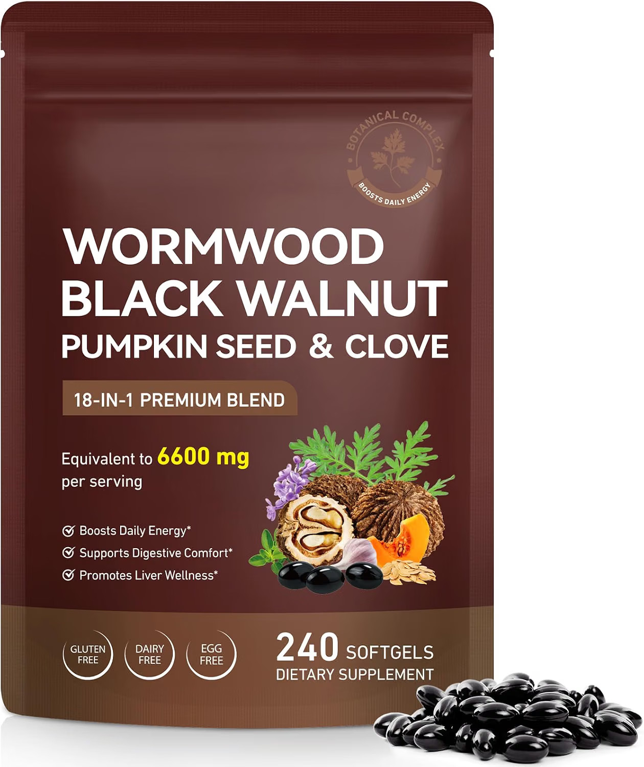 Holior Wormwood Black Walnut Clove Herbal Supplement 240 Softgels Holior Wormwood Black Walnut Clove Herbal Supplement 240 Softgels