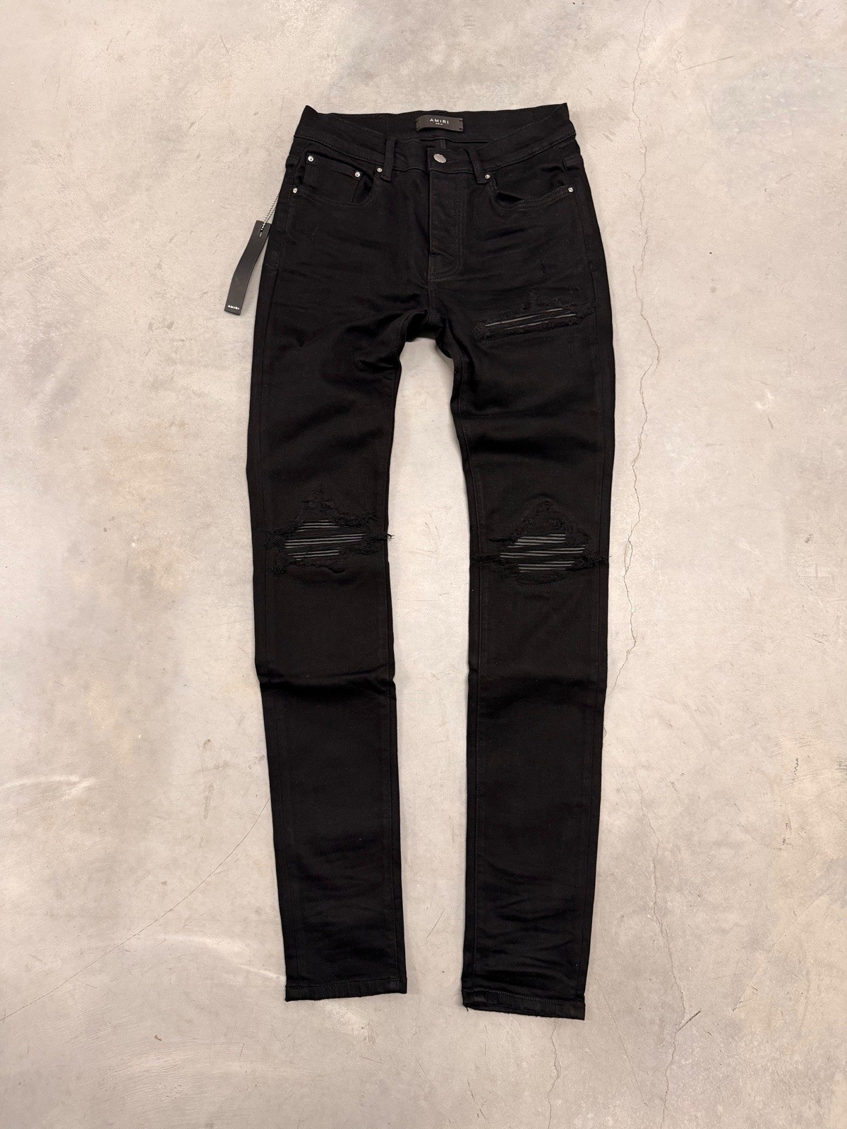 MX1 AMR Black Patch Skinny Slim Denim Jeans Brand New Size 28 SHIPS ASAP 🚚