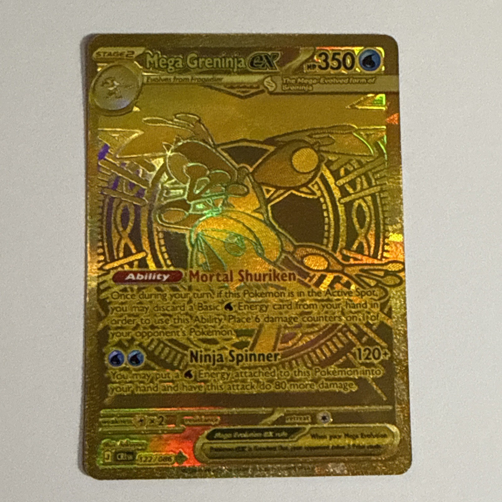 Pokemon TCG Chaos Rising Mega Greninja EX Mega Hyper Rare Gold Full Art #122/086 Pokemon TCG Chaos Rising Mega Greninja EX Mega Hyper Rare Gold Full Art #122/086