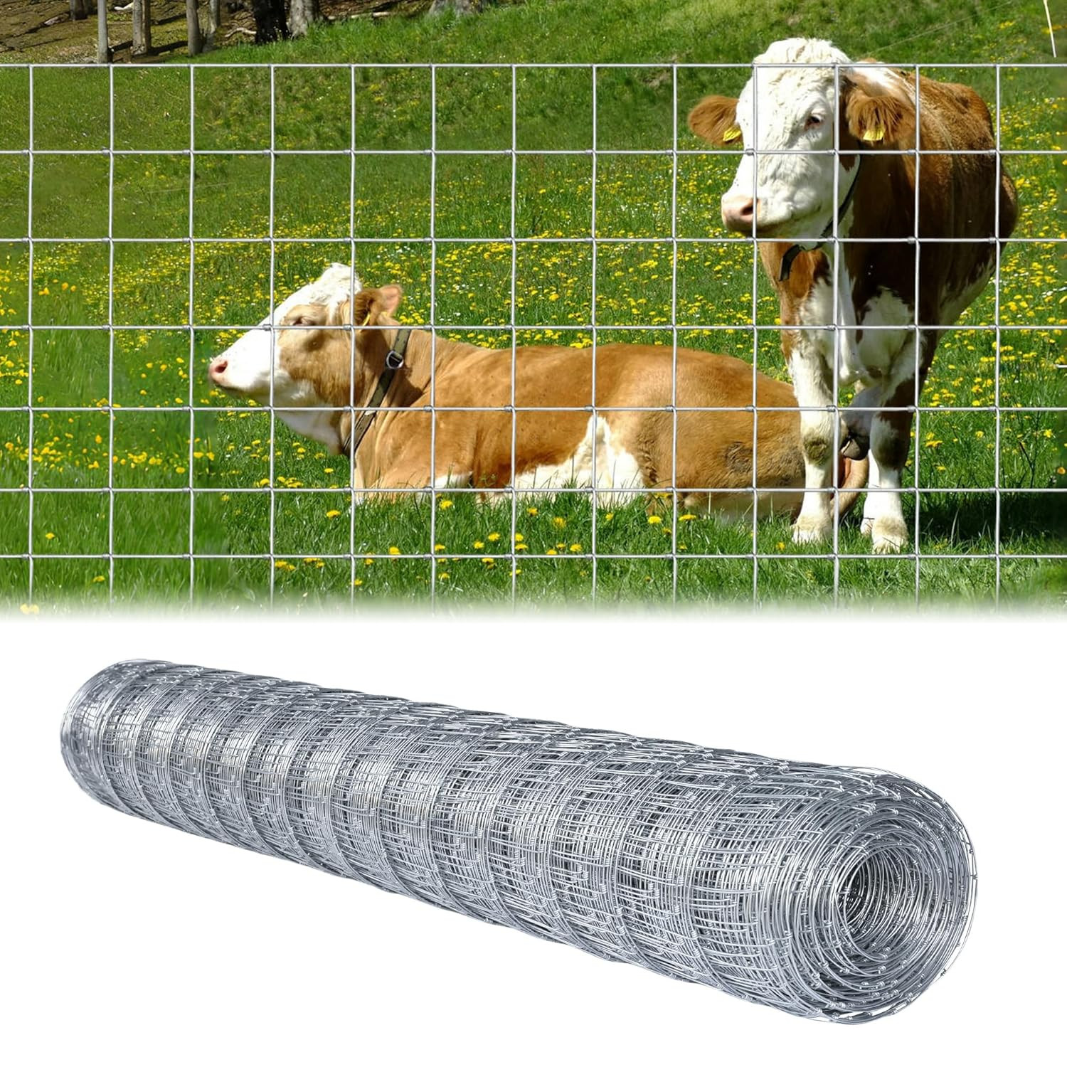 6ft x 100ft Thicker Heavy-Duty Livestock Fence, High-Zinc Galvanized Cattle Fenc